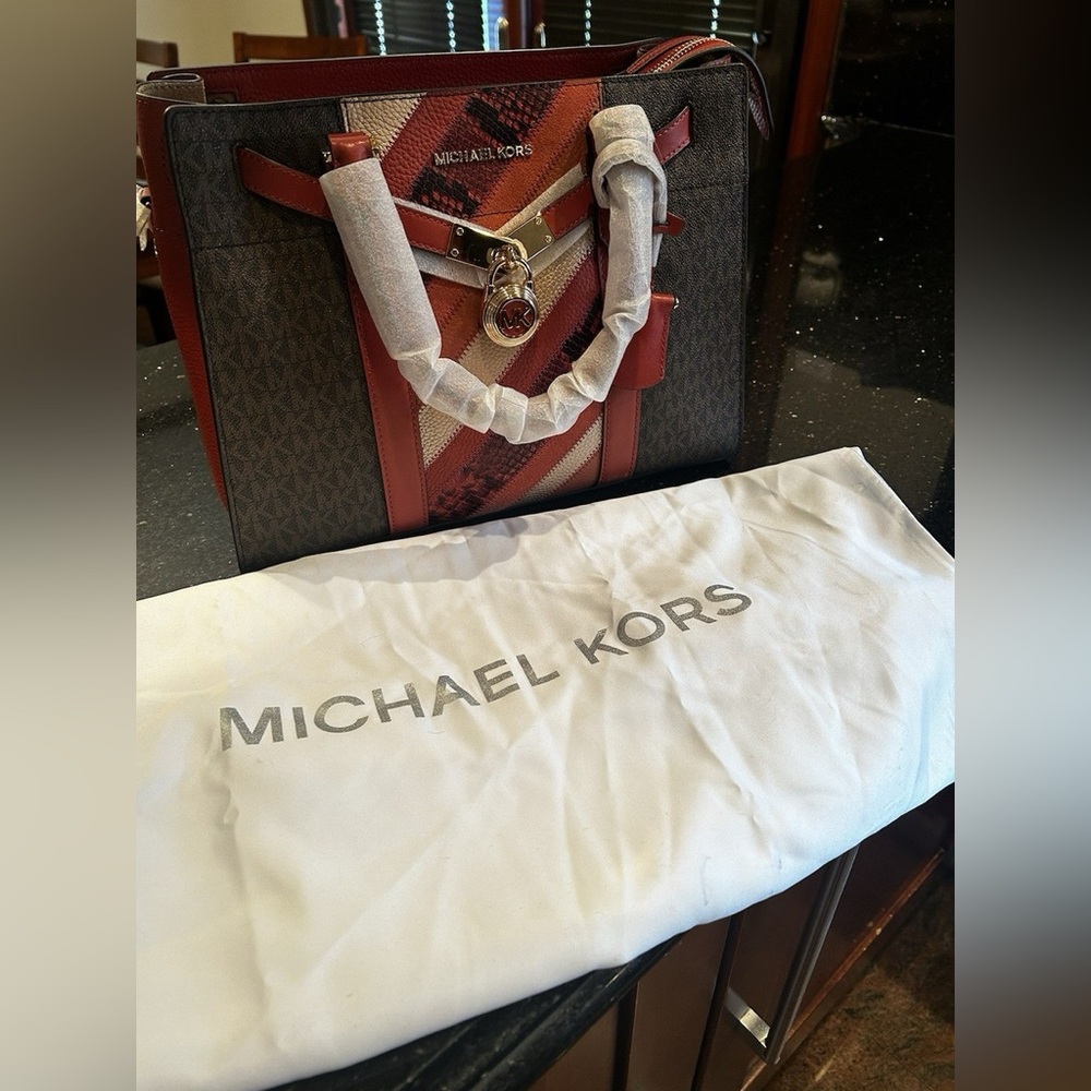 Michael Kors Nouveau Hamilton Multi Textured Large Leather Satchel